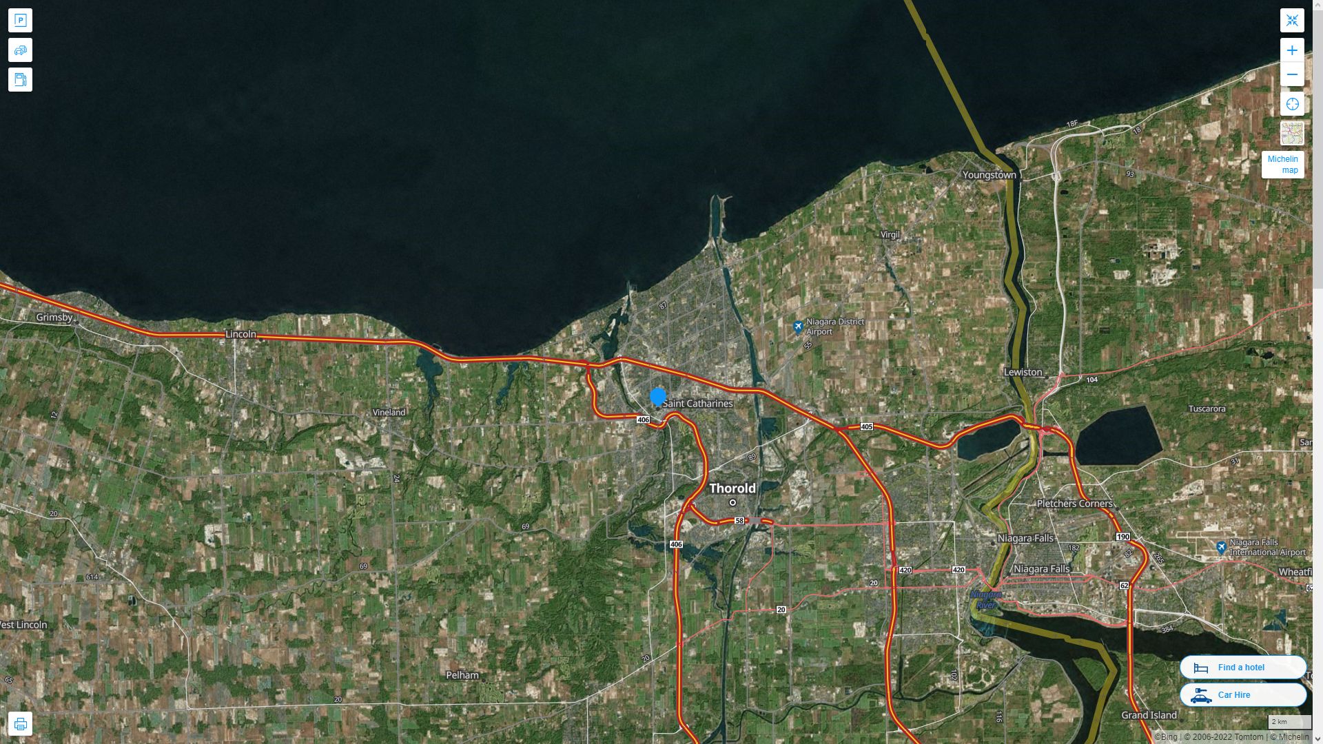 St. Catharines Highway and Road Map with Satellite View